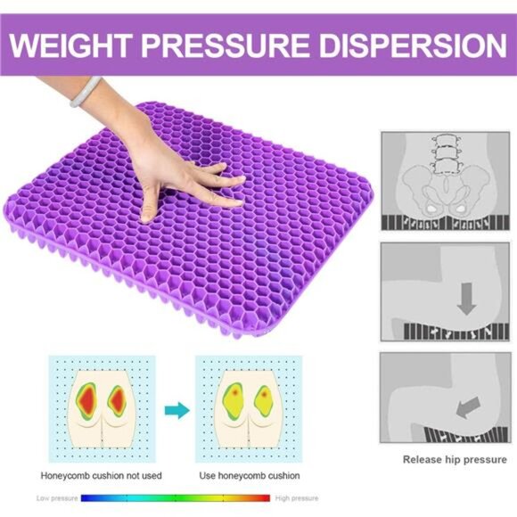 Gel Seat Cushion for Office Chair Car Wheelchair Sciatica Pain Relief Comfort Pa - Picture 5 of 7